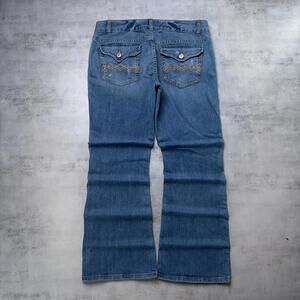 Y2K Blue Aeropostale Grunge Flared Embroidered Denim Jeans